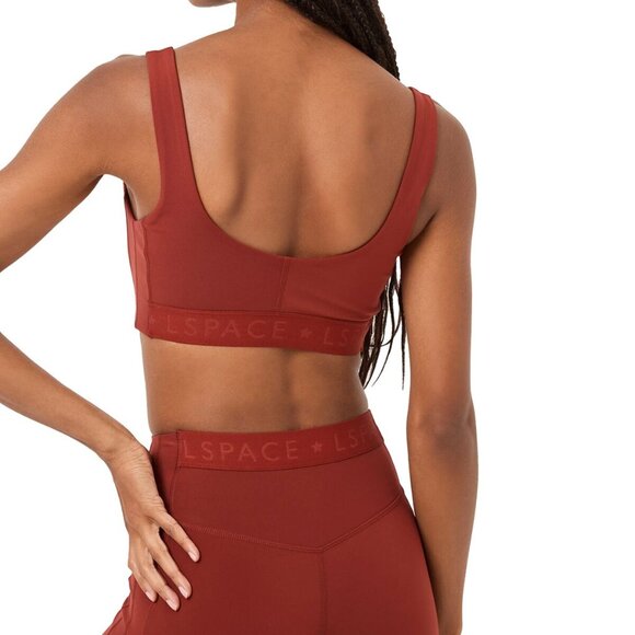 NWT $84 L*SPACE Comeback V-Front Medium Support Sports Bra Top Umber Rust XL - Picture 5 of 5